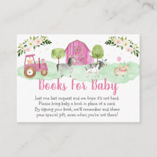 Begäran om rosa Farm Baby Shower Bok Tilläggskort