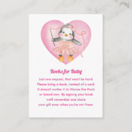 Begäran om rosa Girl Baby Shower Penguin Bok Tilläggskort