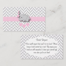 Begäran om rosa Grått Elephant Baby Shower Bok Tilläggskort