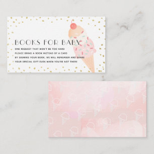 Begäran om rosa Ice Cream Guld Baby Shower Bok Tilläggskort