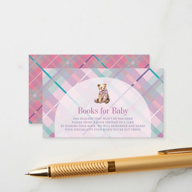 Begäran om rosa och lavender Pput Nalle Baby Bok Tilläggskort (Fram/Back In Situ)