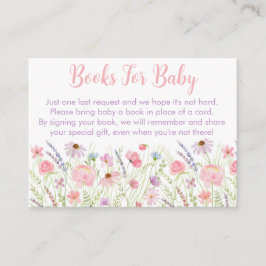 Begäran om rosa Pastel WildblomBaby Shower Bok Tilläggskort