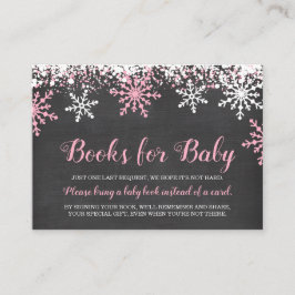 Begäran om rosa White Snöflingor Baby Shower Bok Tilläggskort