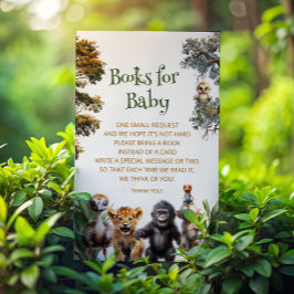 Begäran om Safari Baby djur Baby Shower Bok Tilläggskort
