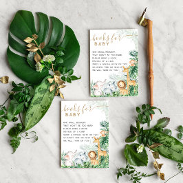 Begäran om Safari Baby djur Baby Shower Bok Tilläggskort