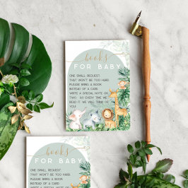 Begäran om Safari Baby djur Baby Shower Bok Tilläggskort