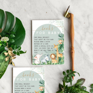 Begäran om Safari Baby djur Baby Shower Bok Tilläggskort