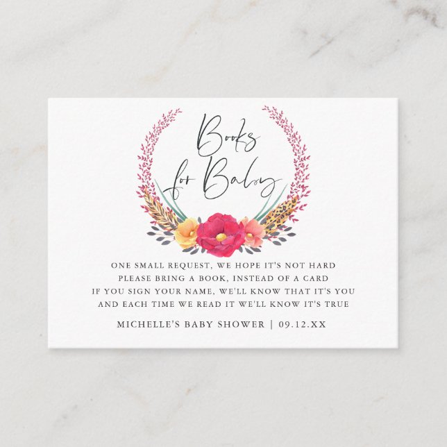 Begäran om Safari Baby Shower Bok på Blommigten Wa Tilläggskort (Framsida)