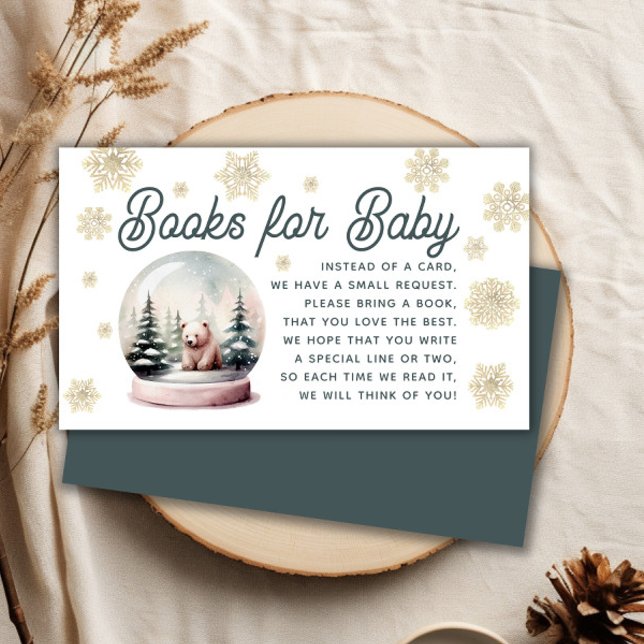 Begäran om SMF-vinterbabblett för Bok Tilläggskort (Snowflake Winter Baby Shower Book Request Enclosure Card)