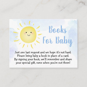 Begäran om Solskensmoln Blue Baby Shower Bok Tilläggskort