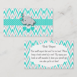 Begäran om turkos & Grått Elephant Baby Shower Bok Tilläggskort