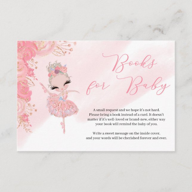 Begäran om Tutu ballerina ro guld Baby Shower bok Tilläggskort (Framsida)