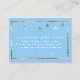 Begäran om Twinkle Baby Shower bok, blått silver Tilläggskort