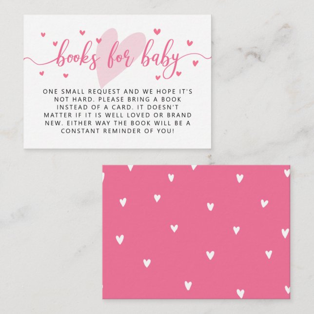 Begäran om Valentine Baby Shower Bok Tilläggskort (Fram/baksida)