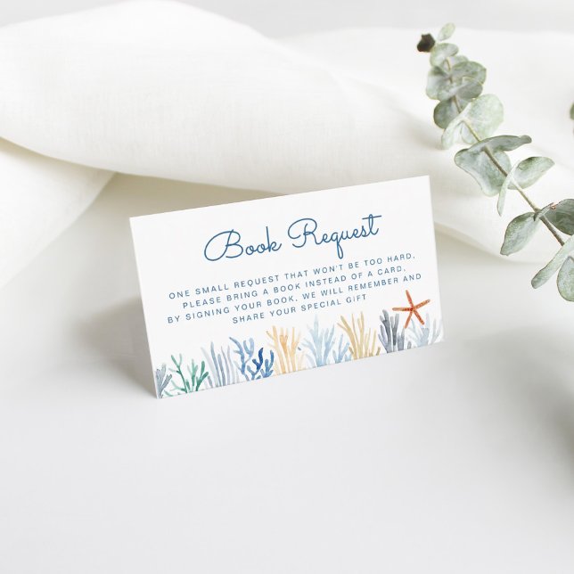 Begäran om vattenfärg Koral Baby Shower Bok Tilläggskort (Skapare uppladdad)