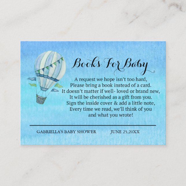 Begäran om vattenfärgsfärg Luftballong Bok Tilläggskort (Framsida)