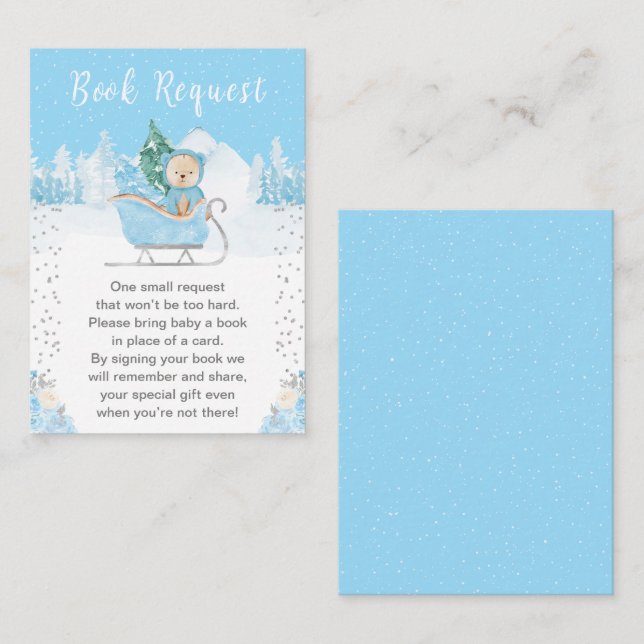 Begäran om vinterburk Blue Sleigh Bok Tilläggskort (Fram/baksida)