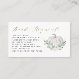 Begäran om vit Pumpkin Fall Baby Shower Bok Tilläggskort