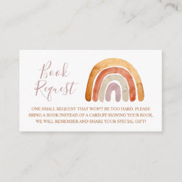Begäran om Watercolor Boho Rainbow Baby Shower Bok Tilläggskort