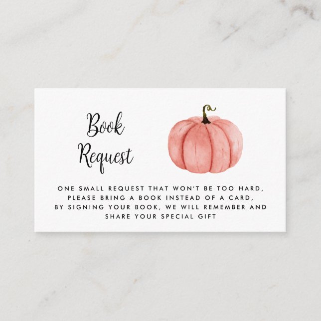 Begäran om Watercolor Rosa Pumpkin Bok Tilläggskort (Framsida)