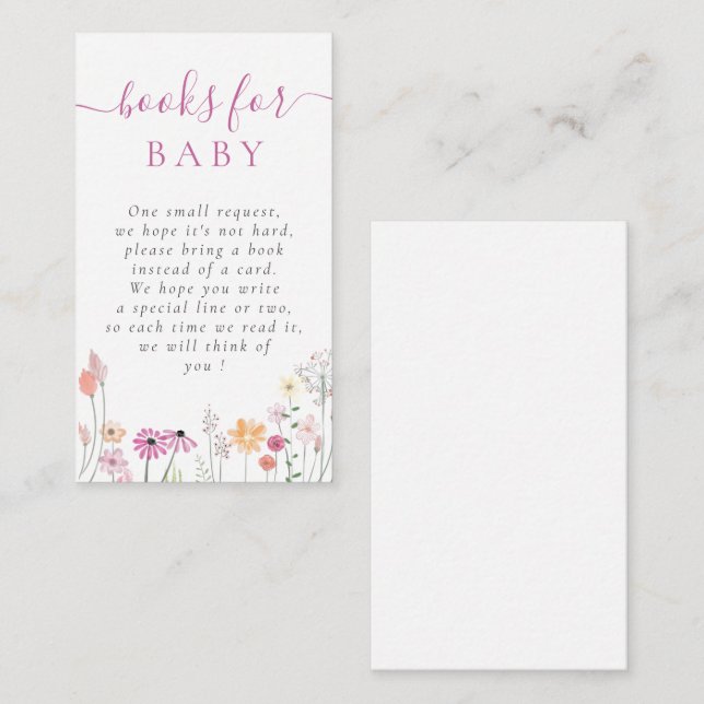 Begäran om Watercolor WildblomBaby Shower Bok Tilläggskort (Fram/baksida)