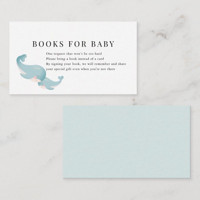 Begäran om Whales Blue Baby Shower Bok Tilläggskort (Fram/baksida)