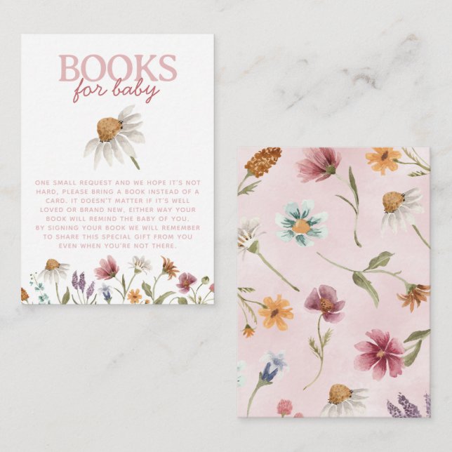 Begäran om WildblomBaby Shower Bok Tilläggskort (Fram/baksida)