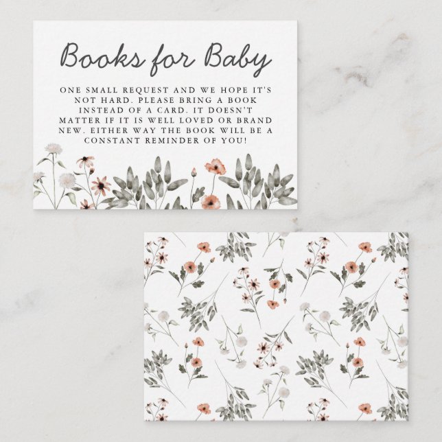 Begäran om WildblomBaby Shower Bok Tilläggskort (Fram/baksida)