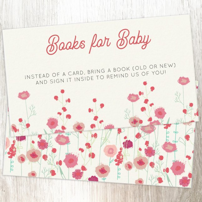 Begäran om WildblomBaby Shower Bok Tilläggskort (Wildflower custom text baby shower book request enclosure card)