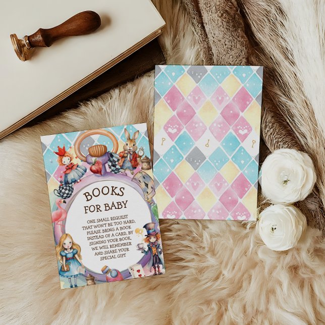 Begäran om Wonderland Baby Shower Bok Tilläggskort (Skapare uppladdad)