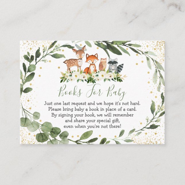 Begäran om Woodland Greenery Forest Animal Bok Tilläggskort (Framsida)