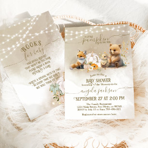 Begäran om Woodland Pumpkin Fall Baby Shower Bok Inbjudningar