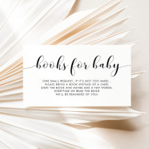 Begärandekort för babyduschen bok för chic elegant