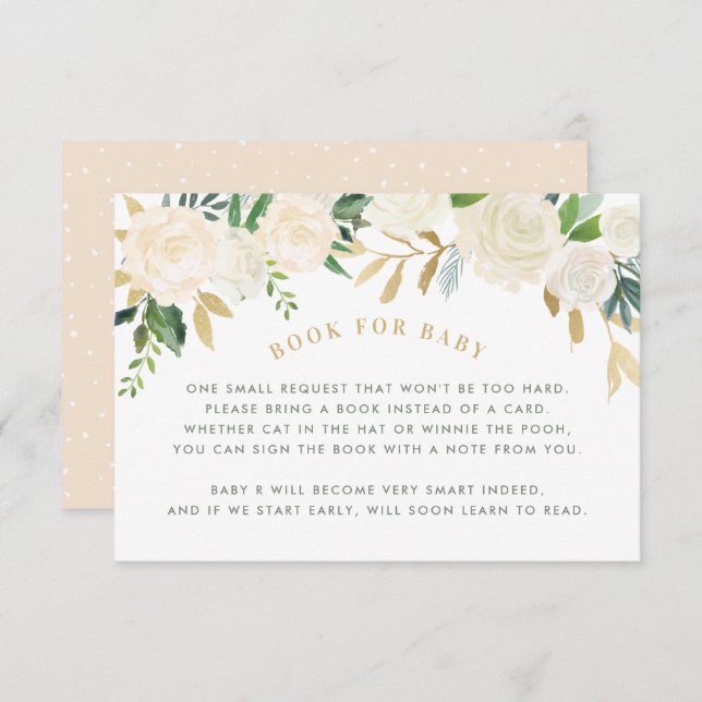 Begärandekort för  Blommigt för Bok för Baby Inbjudningar (Fram/baksida)