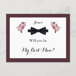 Begärandekort för Dusty Ro Burgundy Best Man Vykort