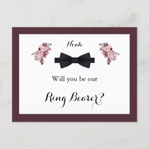 Begärandekort för Dusty Ro Burgundy Ring Bearer Vykort