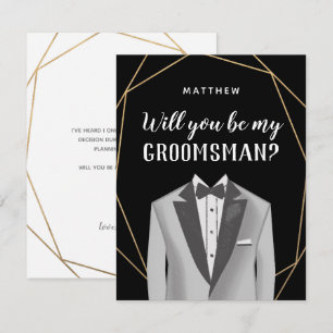 Begärandekort för Geo Guld Tuxedo Groomsman Inbjudningar