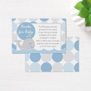 Begärandekort för Mod Blue Whale Baby Shower Bok Visitkort