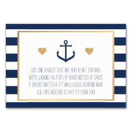 Begärandekort för Nautical Baby Shower Bok - ankar Bordsnummer
