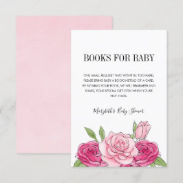 Begärandekort för Ro rosa Baby Shower Bok Inbjudningar