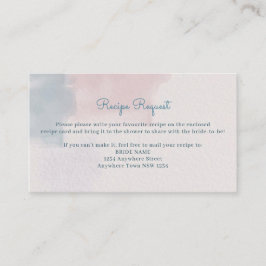 Begärandekort för rosa och blått vattenfärgsmottag visitkort