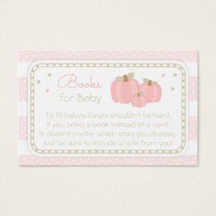 Begärandekort för rosa Pumpkin Baby Shower Bok Visitkort