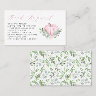 Begärandekort för rosa Pumpkin Fall Baby Shower Bo Placeringskort