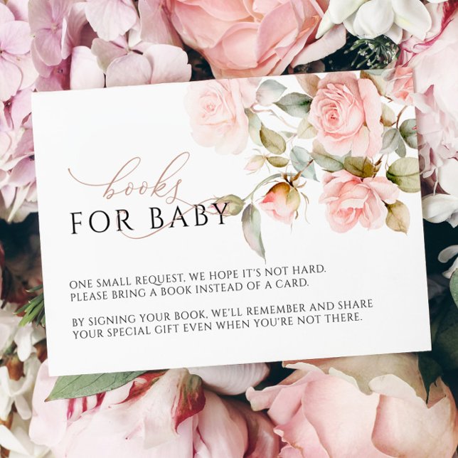 Begärandekort för Rosa ros & Greenery Löv Bokar Tilläggskort (Skapare uppladdad)