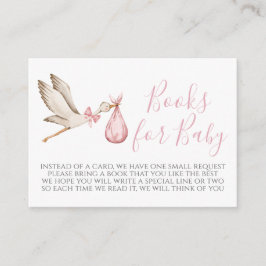 Begärandekort för rosa Stork Baby Shower Bok Tilläggskort