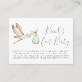 Begärandekort för Stork Baby Shower Grönt Bok Tilläggskort
