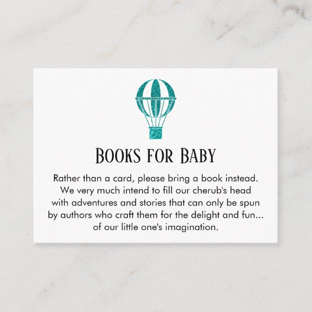 Begärandekort för Teal Glitter Luftballong Bok Tilläggskort (Framsida)