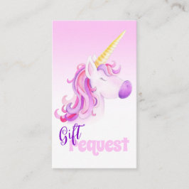 Begärandekort för Unicorn rosa bok Tilläggskort