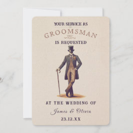 Begärandekort för vintage Gent Groomsman Inbjudningar