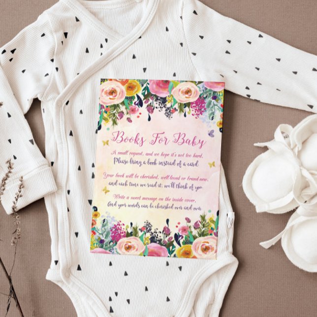 Begärandekort för Whimsical Blommigt Bok Vykort (Skapare uppladdad)